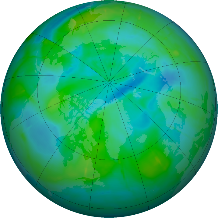 Arctic ozone map for 31 August 2009